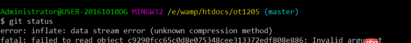 在windows 上使用Git ，查看git status  时报错
