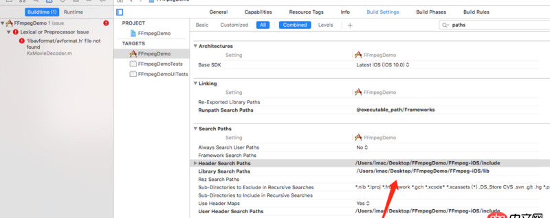 objective-c - 编译FFmpeg,’libavformat/avformat.h’ file not found 添加路径无效.