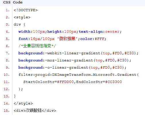 使用CSS3配合IE滤镜实现渐变和投影的效果