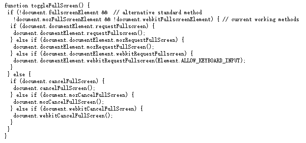 浅谈javascript控制HTML5的全屏操控,浏览器兼容的问题