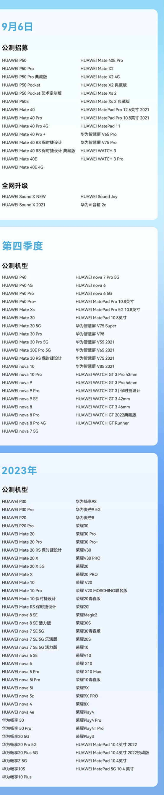 鸿蒙harmonyos3.0升级名单 正式版支持机型更新时间出炉