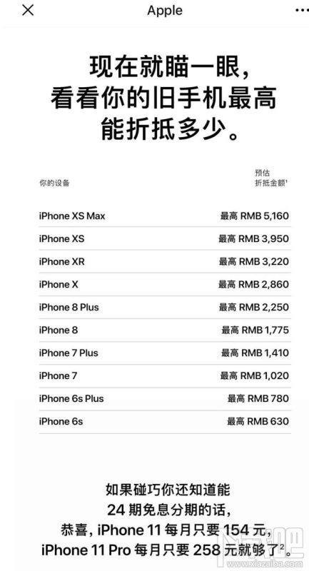 怎么查询你的iPhone手机能折抵多少钱 最新苹果以旧换新价格表