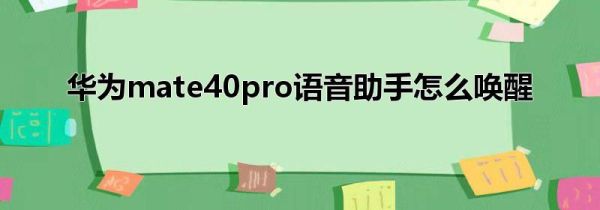 华为mate40pro语音助手怎么唤醒