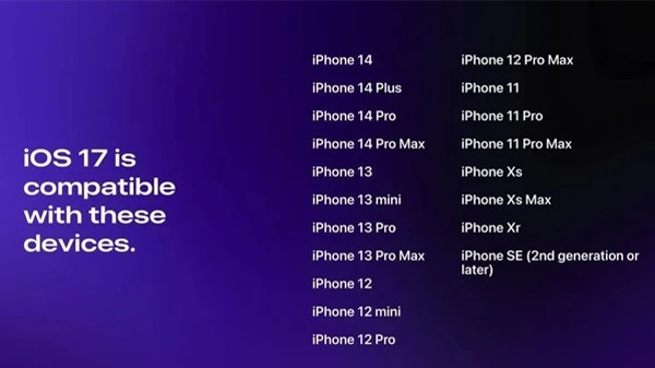 ios17支持哪几款机型
