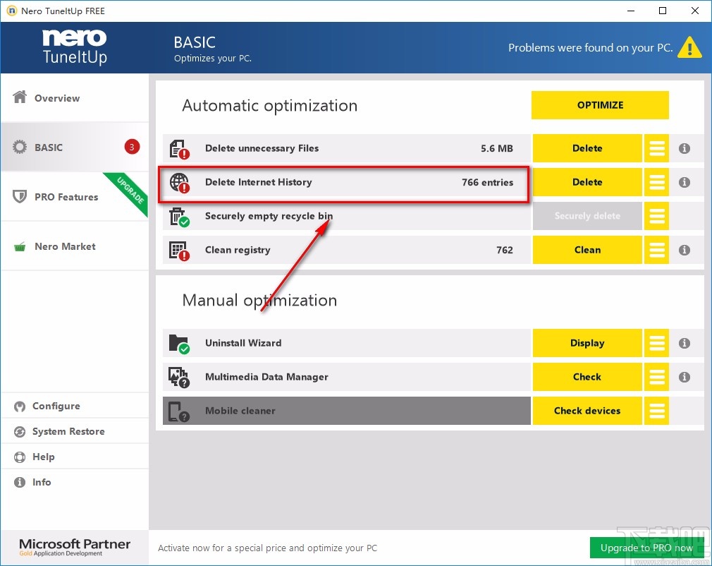 Nero TuneItUp Free清理上网记录的方法