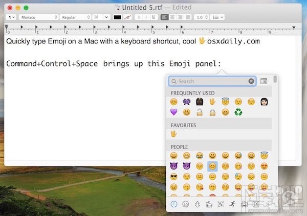 Mac中快速调出Emoji表情的界面方法 快速调出Emoji表情的界面快捷键