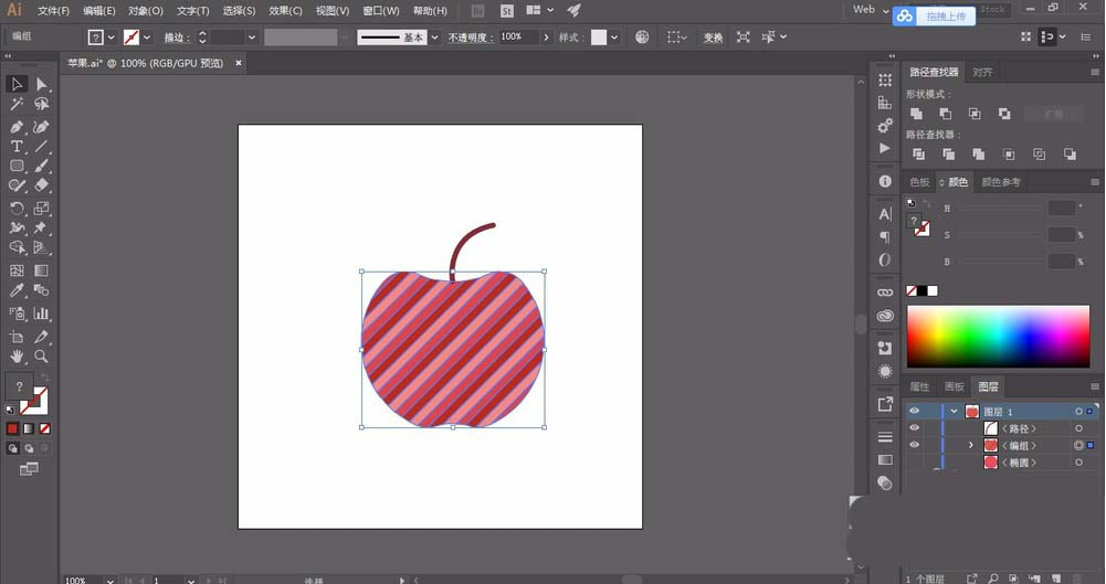 怎么使用ai的剪切蒙版制作苹果图形 使用ai中的剪切蒙版制作苹果图形的教程