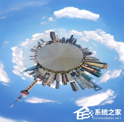 使用PS极坐标制作360度圆形全景图的方法