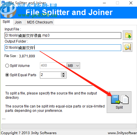 使用File Splitter and Joiner分割电脑文件的操作方法