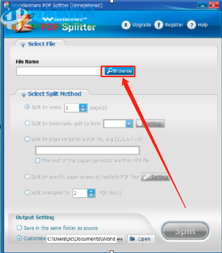使用Wondershare PDF Splitter分割PDF文件的方法步骤