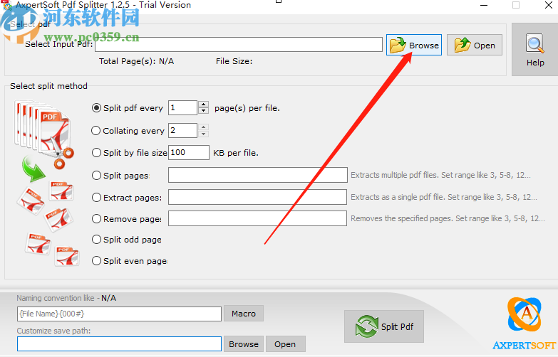 AxpertSoft Pdf Splitter分割PDF文件的方法步骤