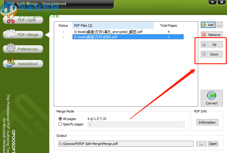 Opoosoft PDF Split Merge合并PDF文件的方法