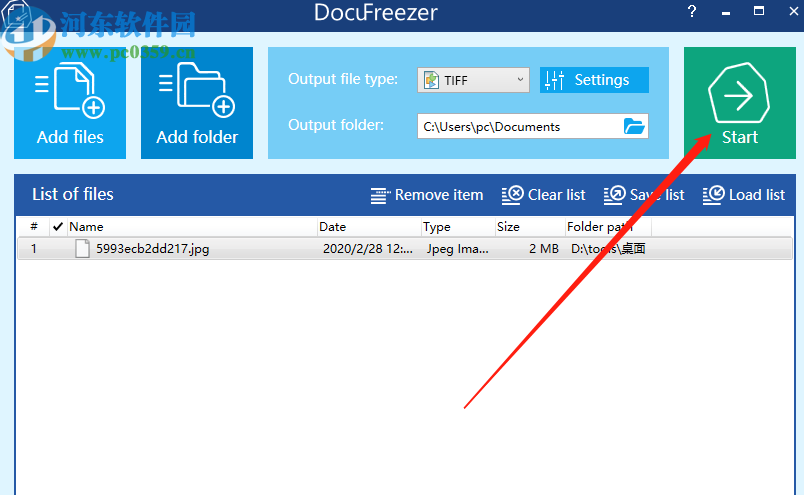 DocuFreezer把jpg图片转换成TIFF格式的方法