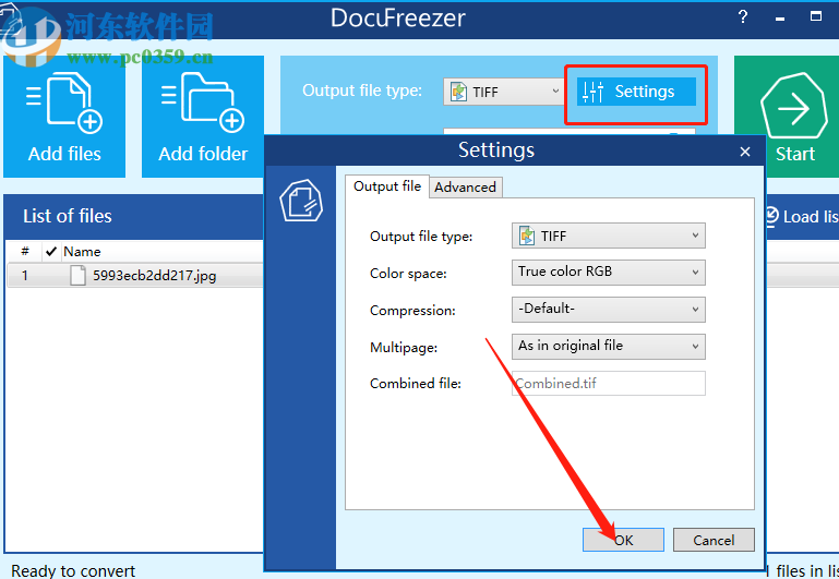 DocuFreezer把jpg图片转换成TIFF格式的方法