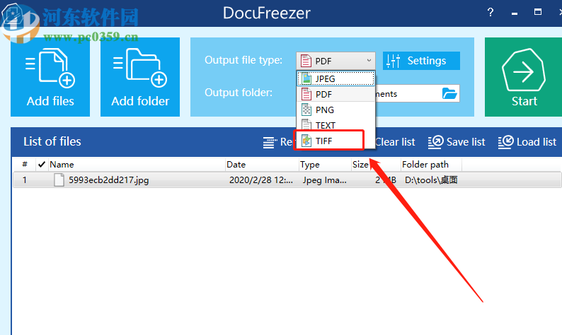 DocuFreezer把jpg图片转换成TIFF格式的方法