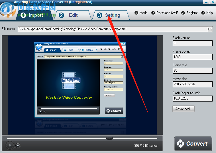 Amazing Flash to Video Converter把SWF转换成MP4的方法