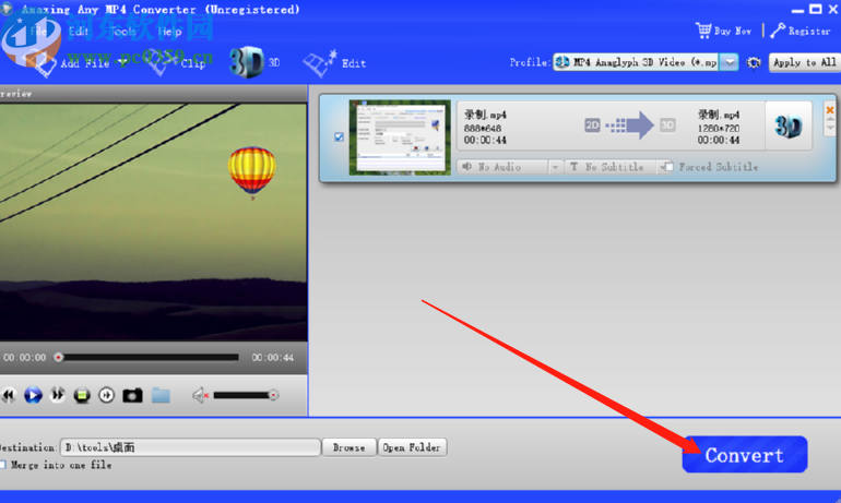 Amazing Any MP4 Converter将MP4转换成3D视频的方法