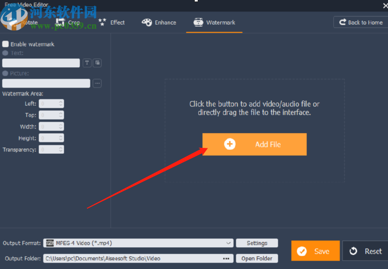 Aiseesoft Free Video Editor给视频添加水印的方法