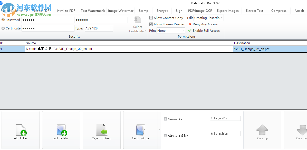 Batch PDF Pro给PDF添加密码的方法