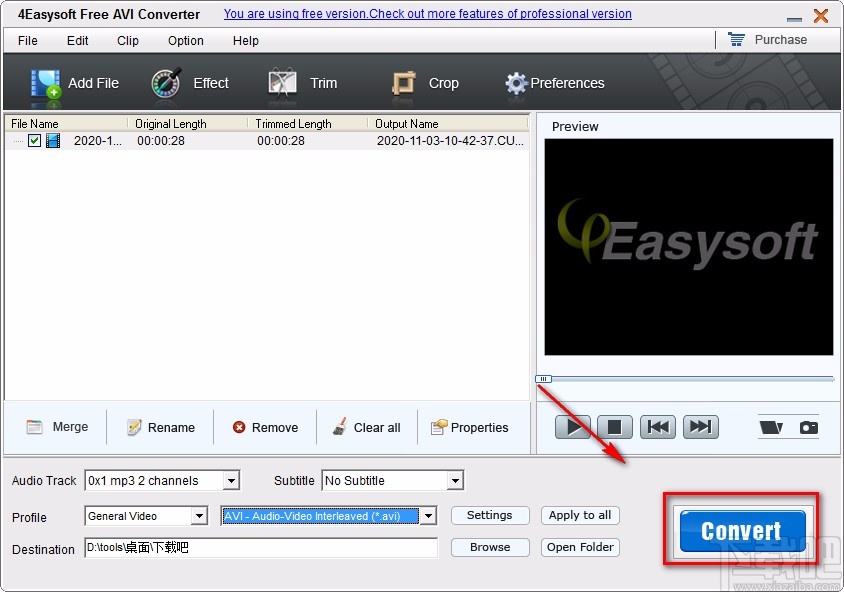 4Easysoft Free AVI Converter将MOV转为AVI的方法