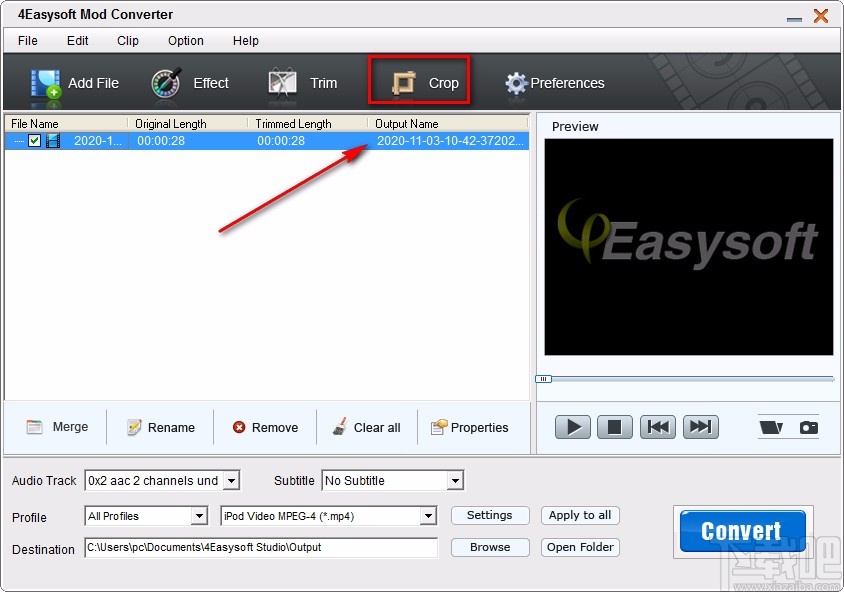 4Easysoft MOD Converter裁剪视频画面的方法