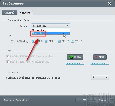 Emicsoft Video Converter设置转换完成自动关闭的方法