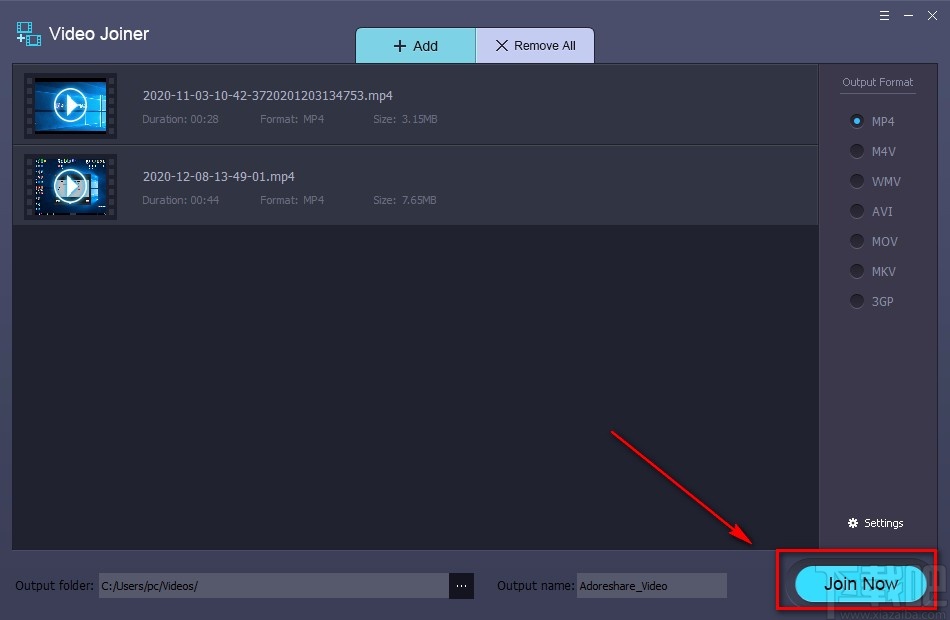 Adoreshare Video Joiner合并视频的方法