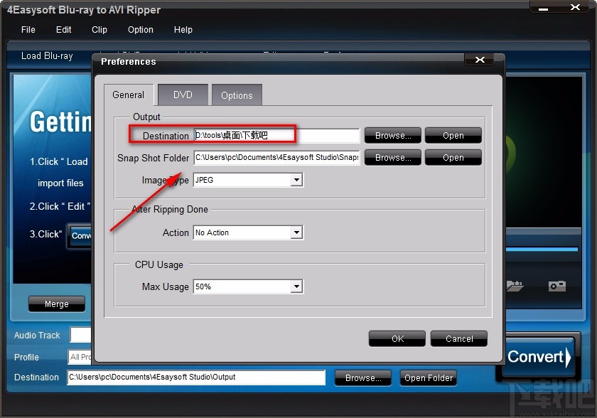 4Easysoft Blu-ray to AVI Ripper设置默认保存路径的方法