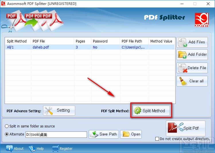 Axommsoft PDF Splitter分割PDF的方法