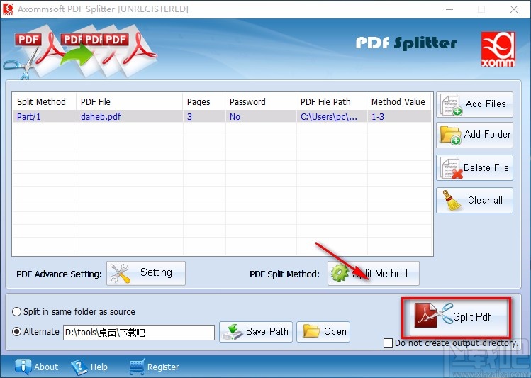 Axommsoft PDF Splitter分割PDF的方法