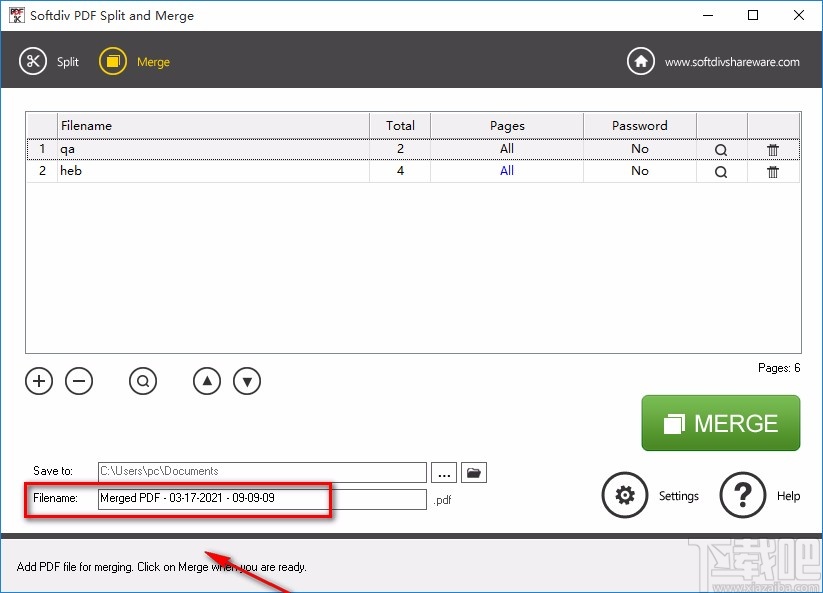 Softdiv PDF Split and Merge合并PDF的方法