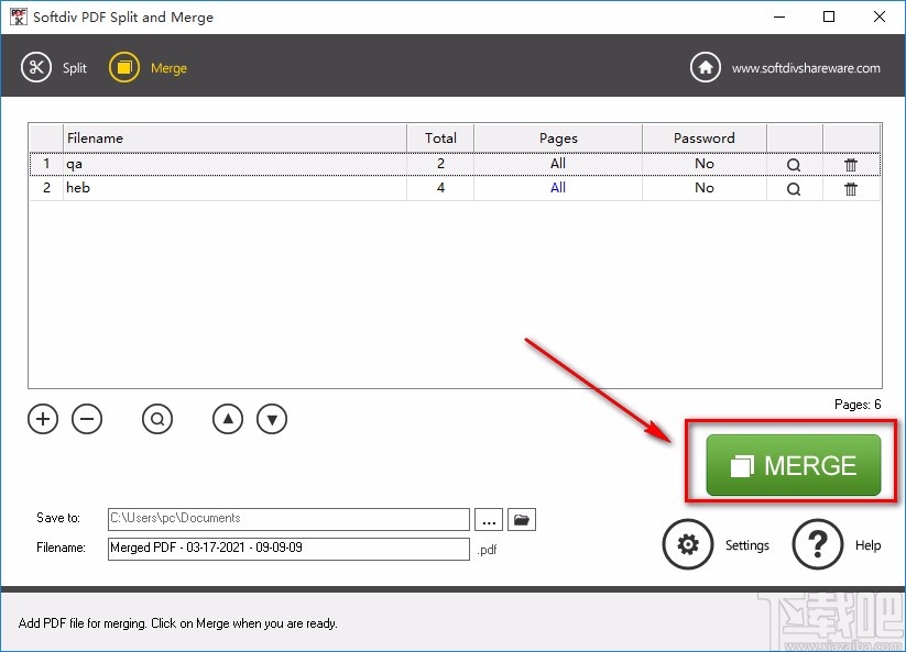 Softdiv PDF Split and Merge合并PDF的方法