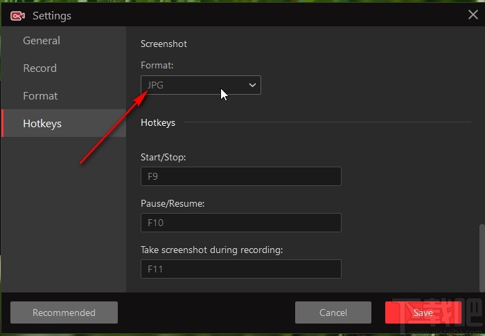 IObit Screen Recorder设置截图格式的方法