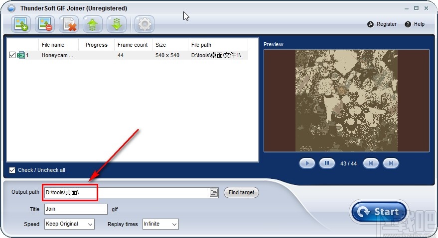 ThunderSoft GIF Joiner设置输出路径的方法