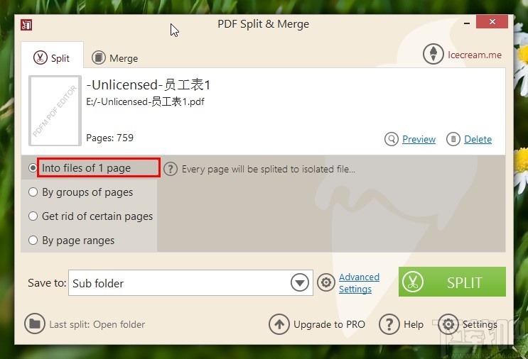 Icecream PDF Split and Merge分割PDF的方法