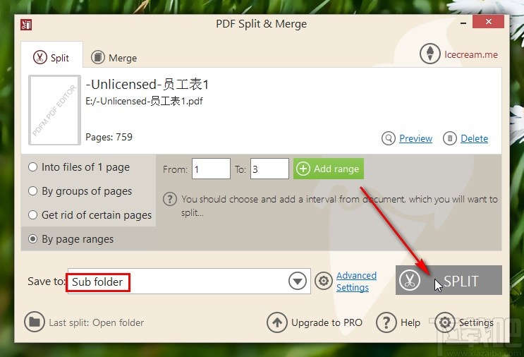 Icecream PDF Split and Merge分割PDF的方法