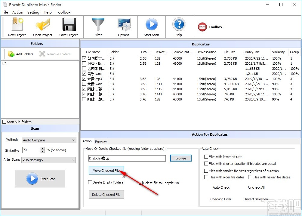 Boxoft Duplicate Music Finder扫描重复音频的操作方法