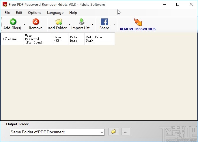 Free PDF Password Remover 4dots去除PDF密码的方法