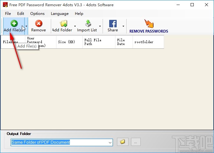 Free PDF Password Remover 4dots去除PDF密码的方法
