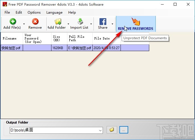 Free PDF Password Remover 4dots去除PDF密码的方法