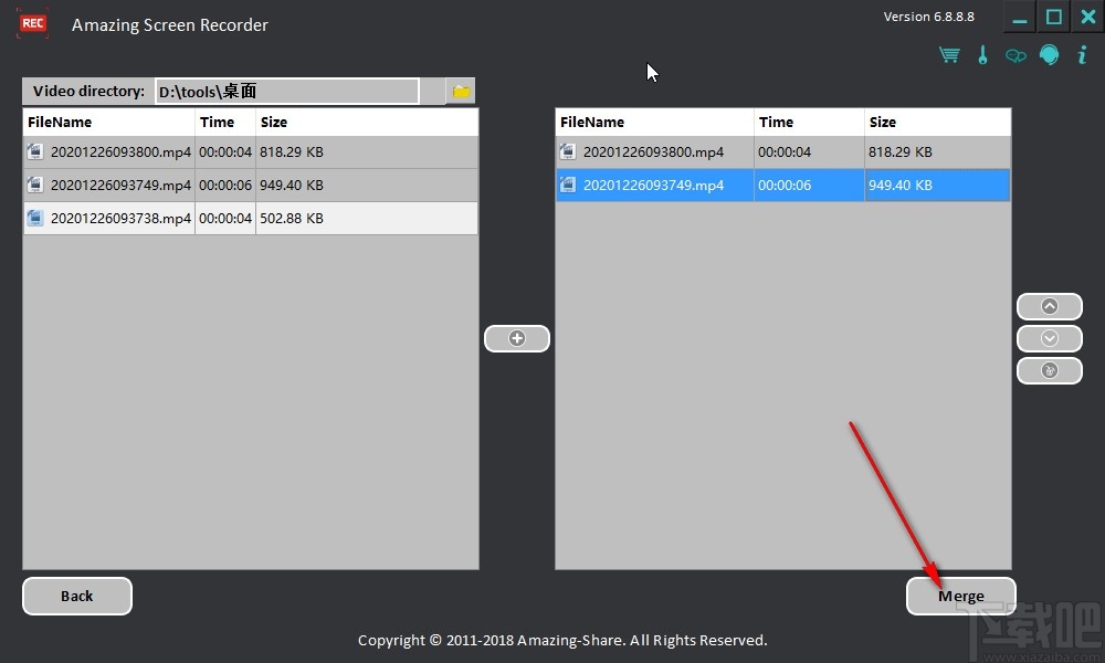 Amazing Screen Recorder合并视频的方法