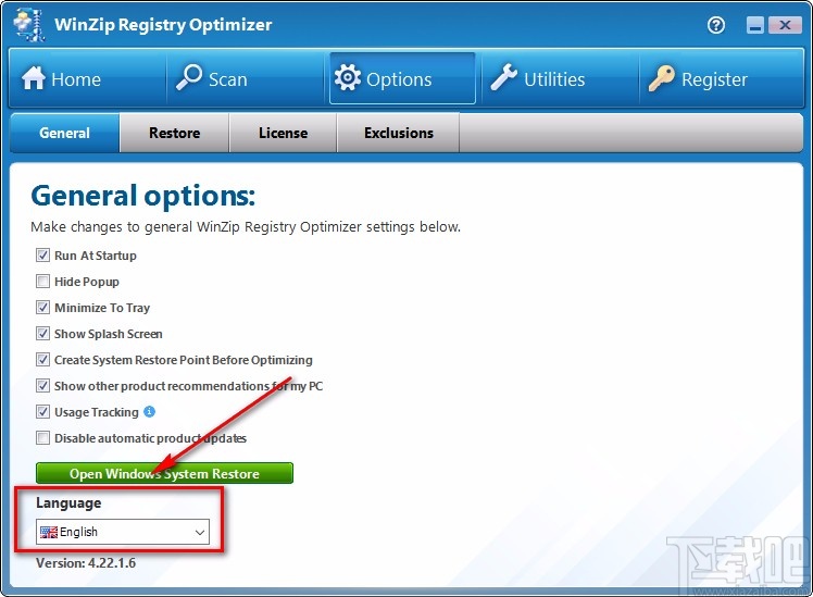 WinZip Registry Optimizer设置中文的方法