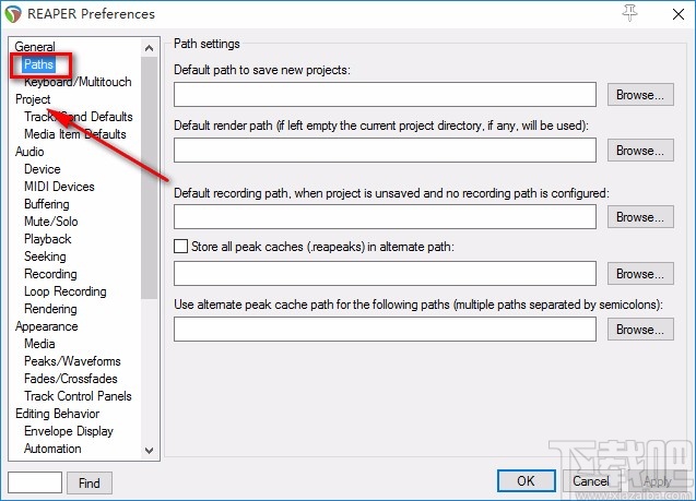 Reaper设置默认保存路径的方法