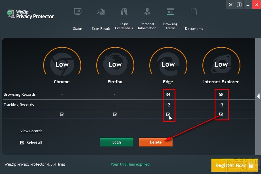 WinZip Privacy Protector清理隐私数据的方法