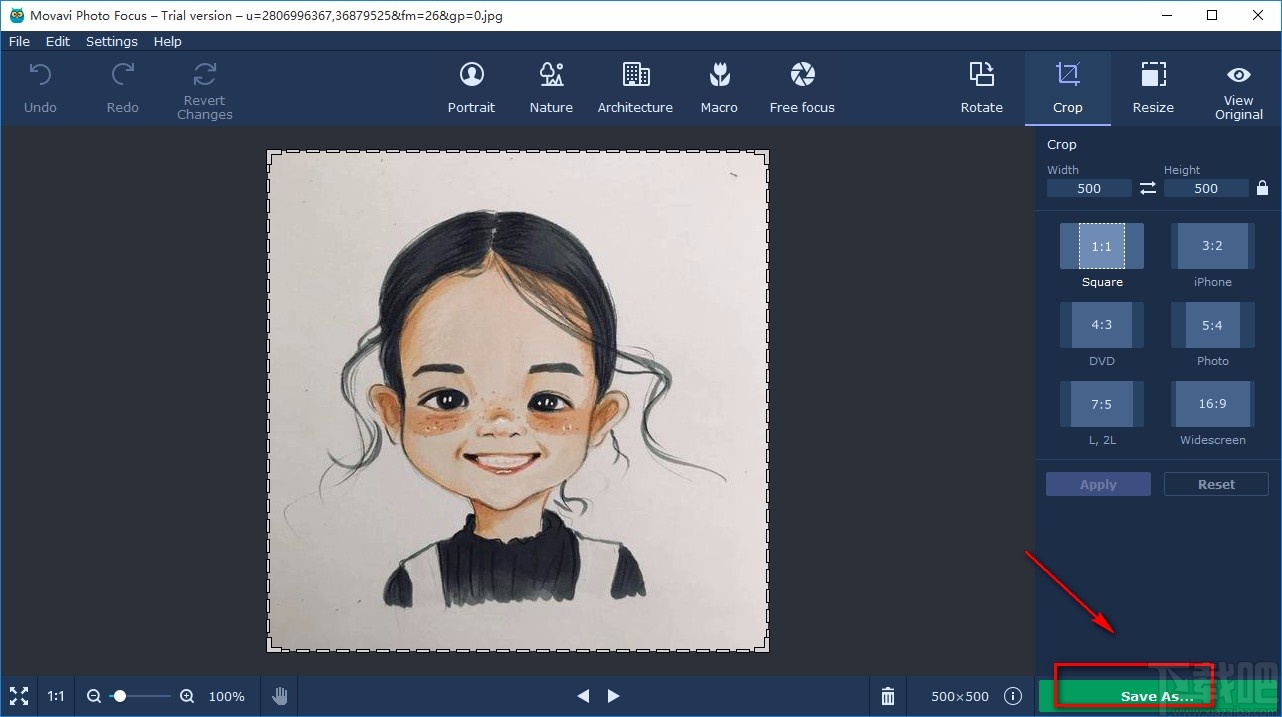 Movavi Photo Focus裁剪图片的方法