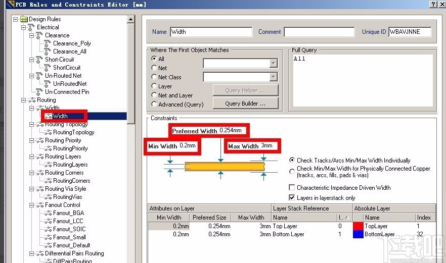 altium designer设置线宽的方法