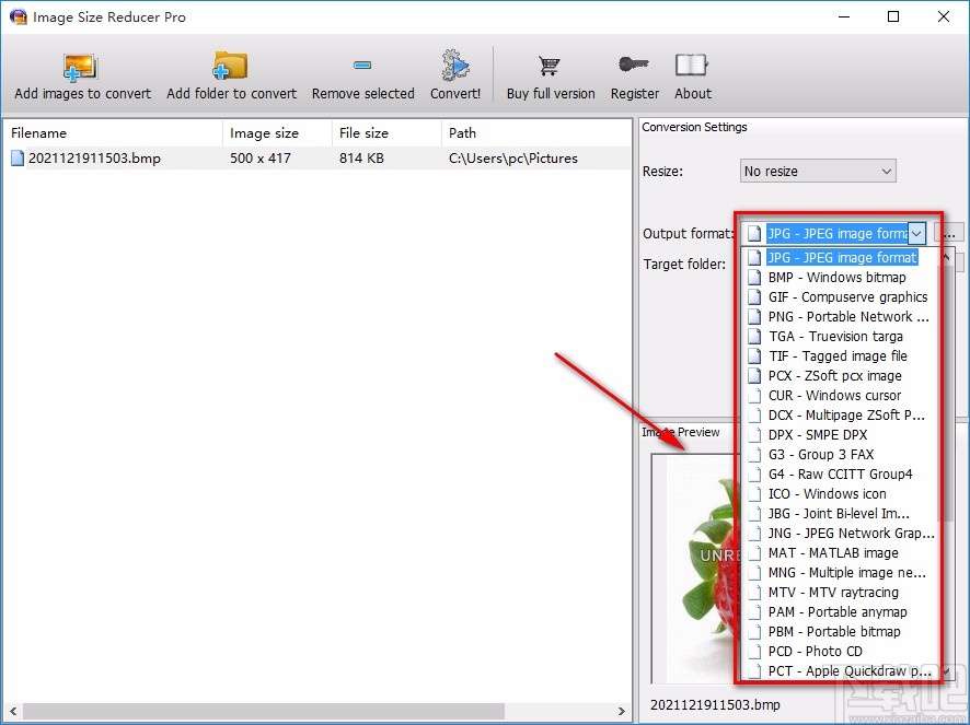 Image Size Reducer Pro转换图片格式的方法