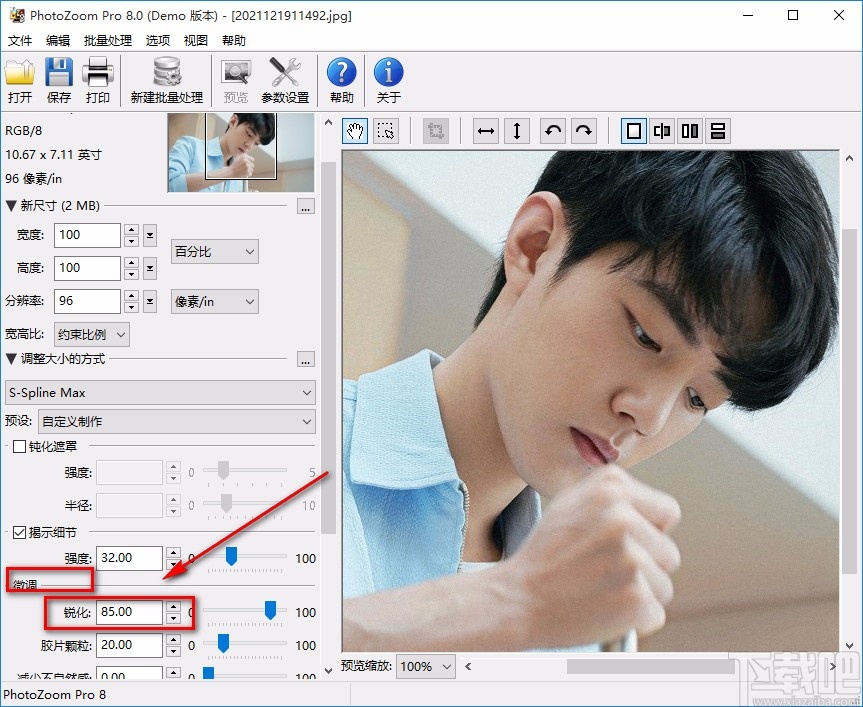 BenVista PhotoZoom Pro锐化图片的方法