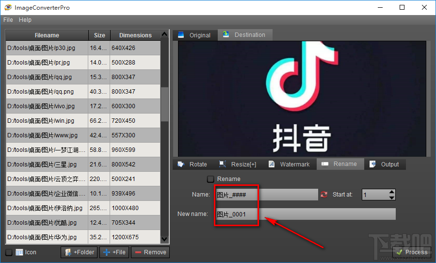 Image Converter Pro重命名图片的方法