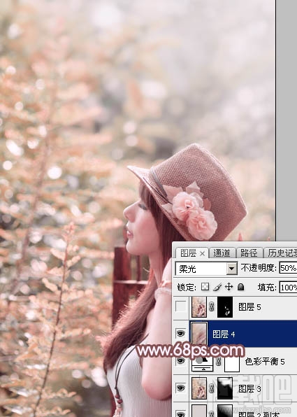 如何用Photoshop CC打造清新的淡红色夏季美女图片